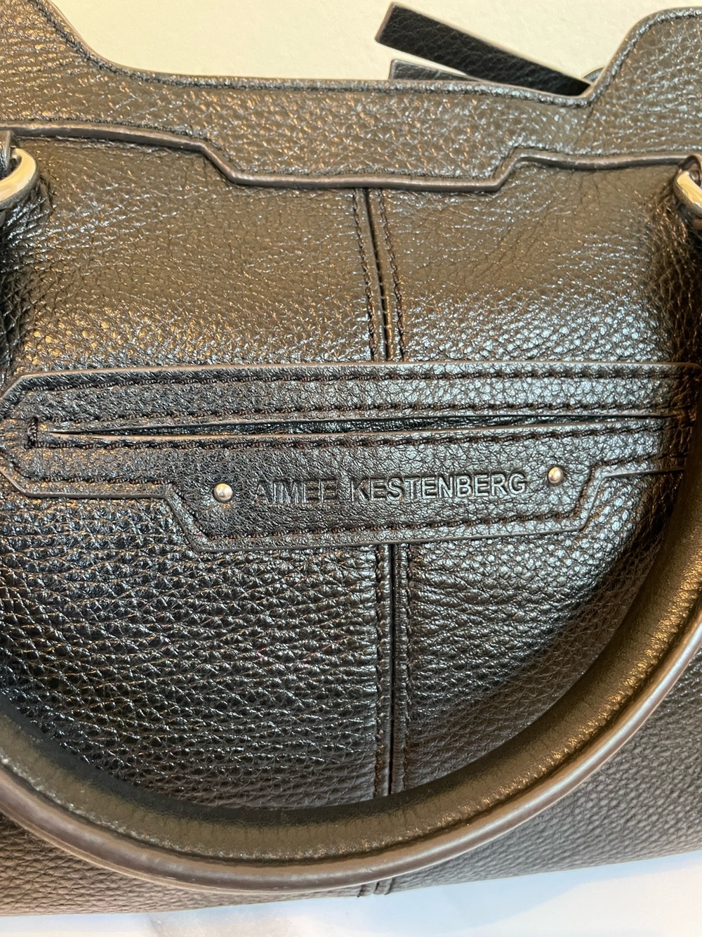 Aimee Kestenberg Black Genuine Leather Road Trip Satchel Bag Purse - Picture 13 of 16